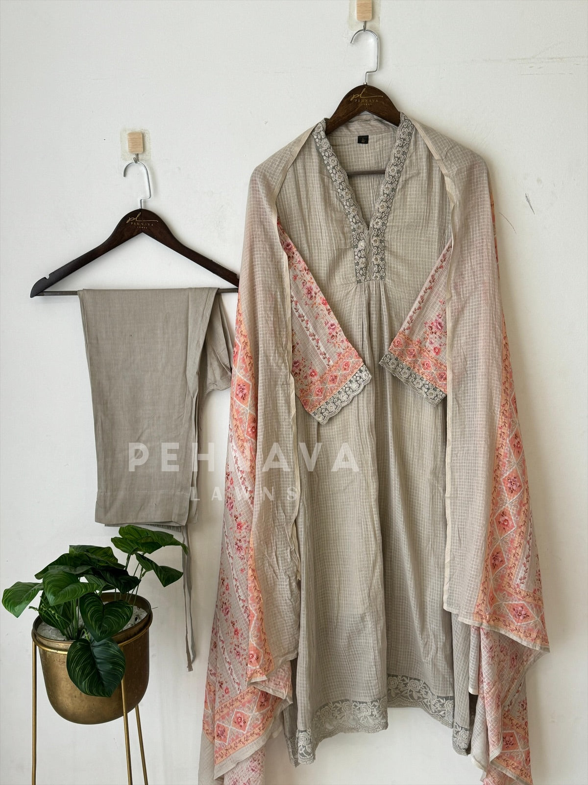 New Grace Cota Check Suit -5/D261 - Pehnava Lawns