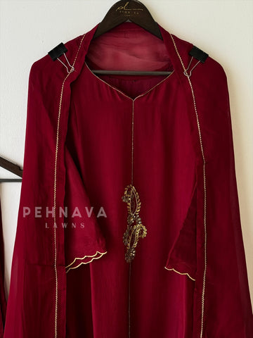 Maroon Handwork Suit-2450 - Pehnava Lawns