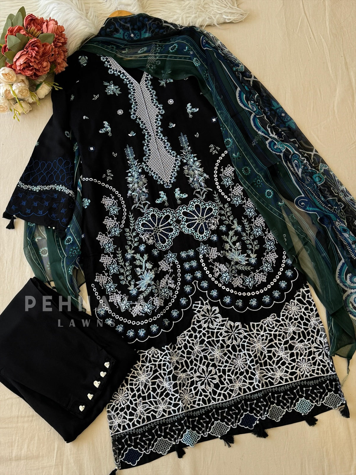 Semi-stitched Embroidered Rayon Suit 1452
