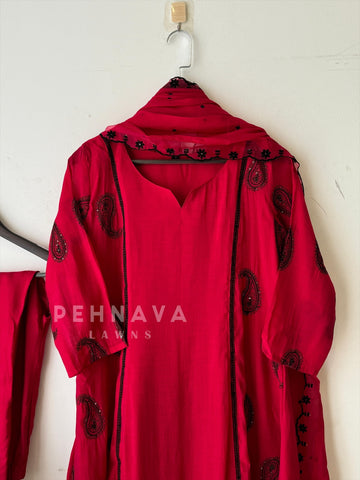 Chanderi Embroidery Suit Set-22158