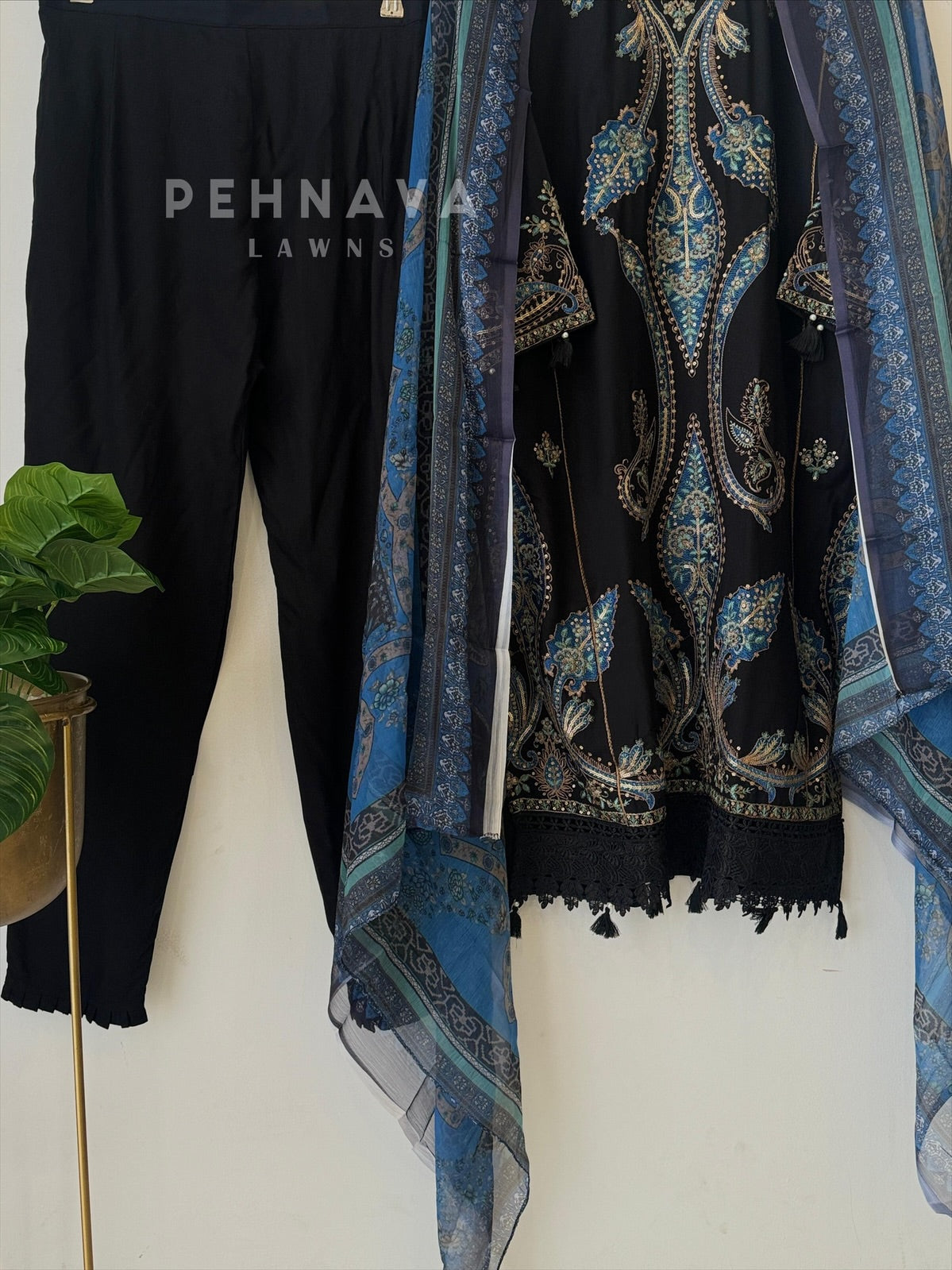 Floral Embroidered Rayon Suit