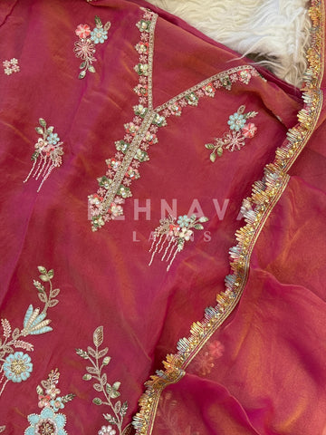 Organza Tissue Handworked Suit - Pehnava Lawns