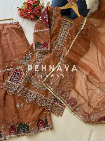 Royal Organza Party wear Embellished Suit 5187 - Pehnava Lawns