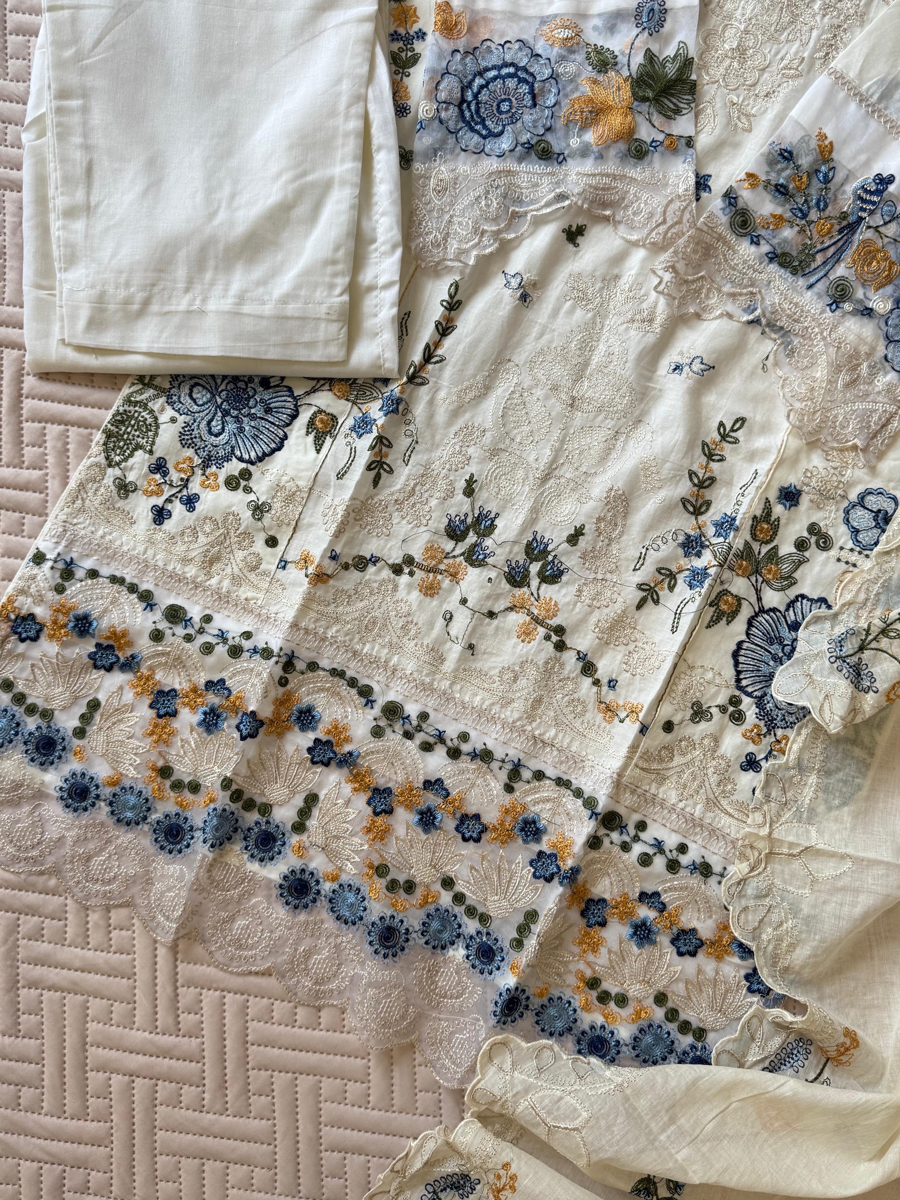 Cotton Embroidered Suit-2251