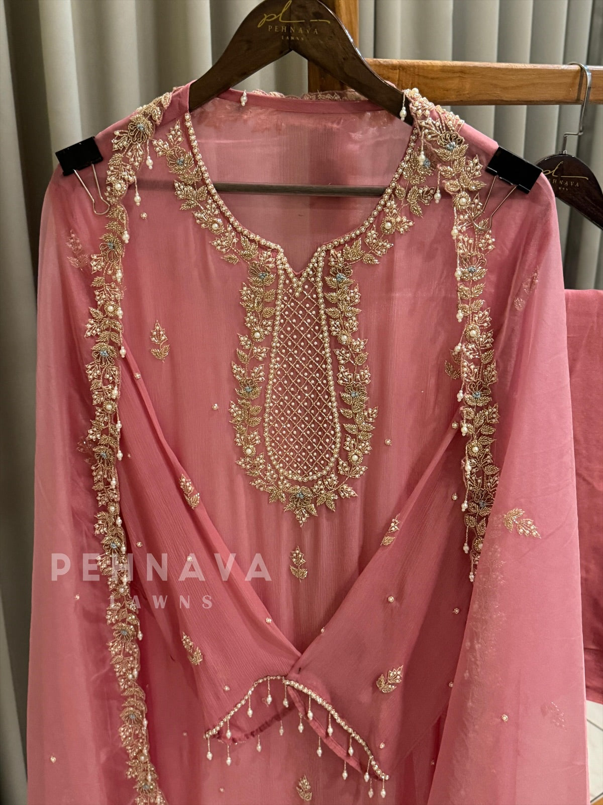 Premium Chiffon Handwork Semi-Stitched Suit - Pehnava Lawns
