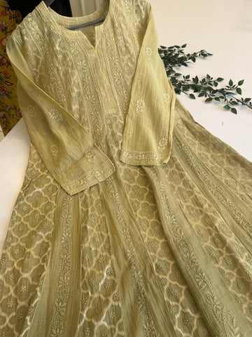 Authentic chikankari Anarkali-Kurta