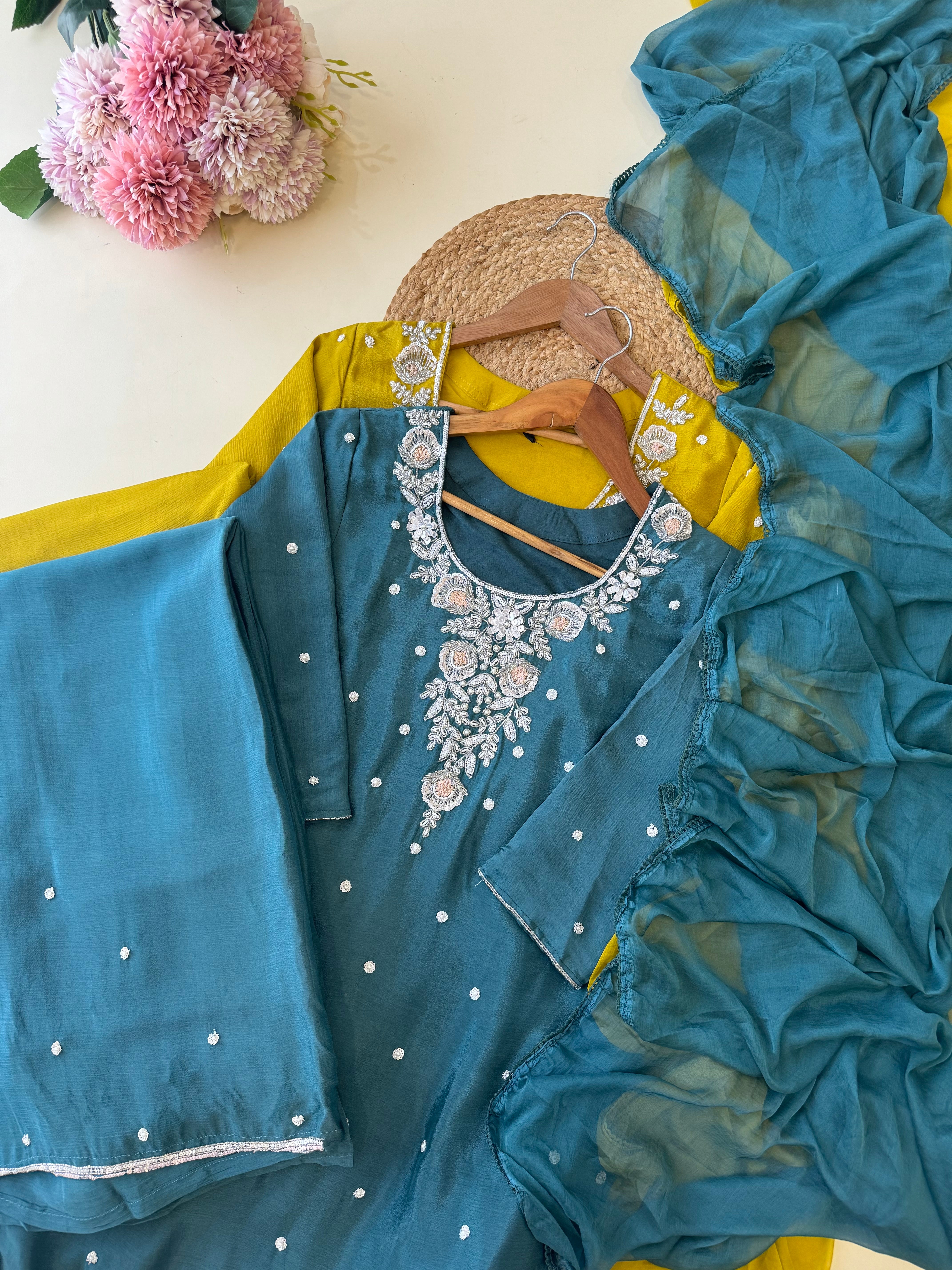 Chinnon hand worked party wear-2 color options