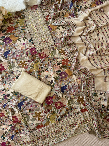 Floral Patterned Muslin Suit 234