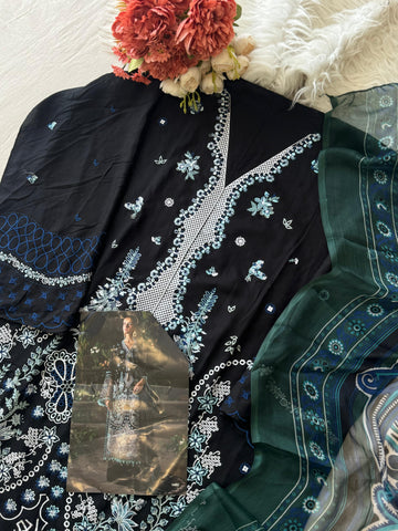 Semi-stitched Embroidered Rayon Suit 1452