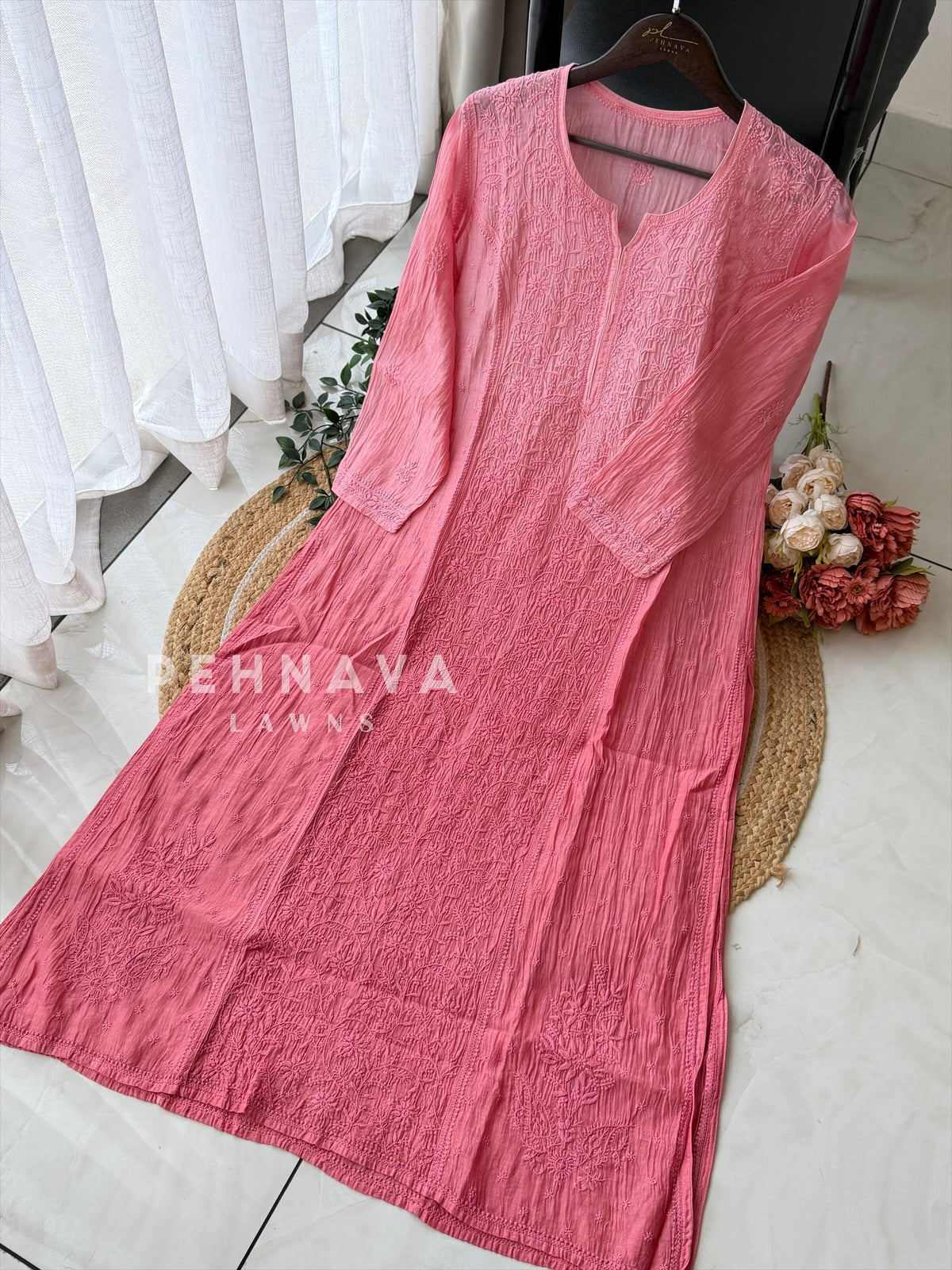 Mul Chanderi Chikankari Ensemble