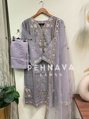 Organza embroidered suit-1232