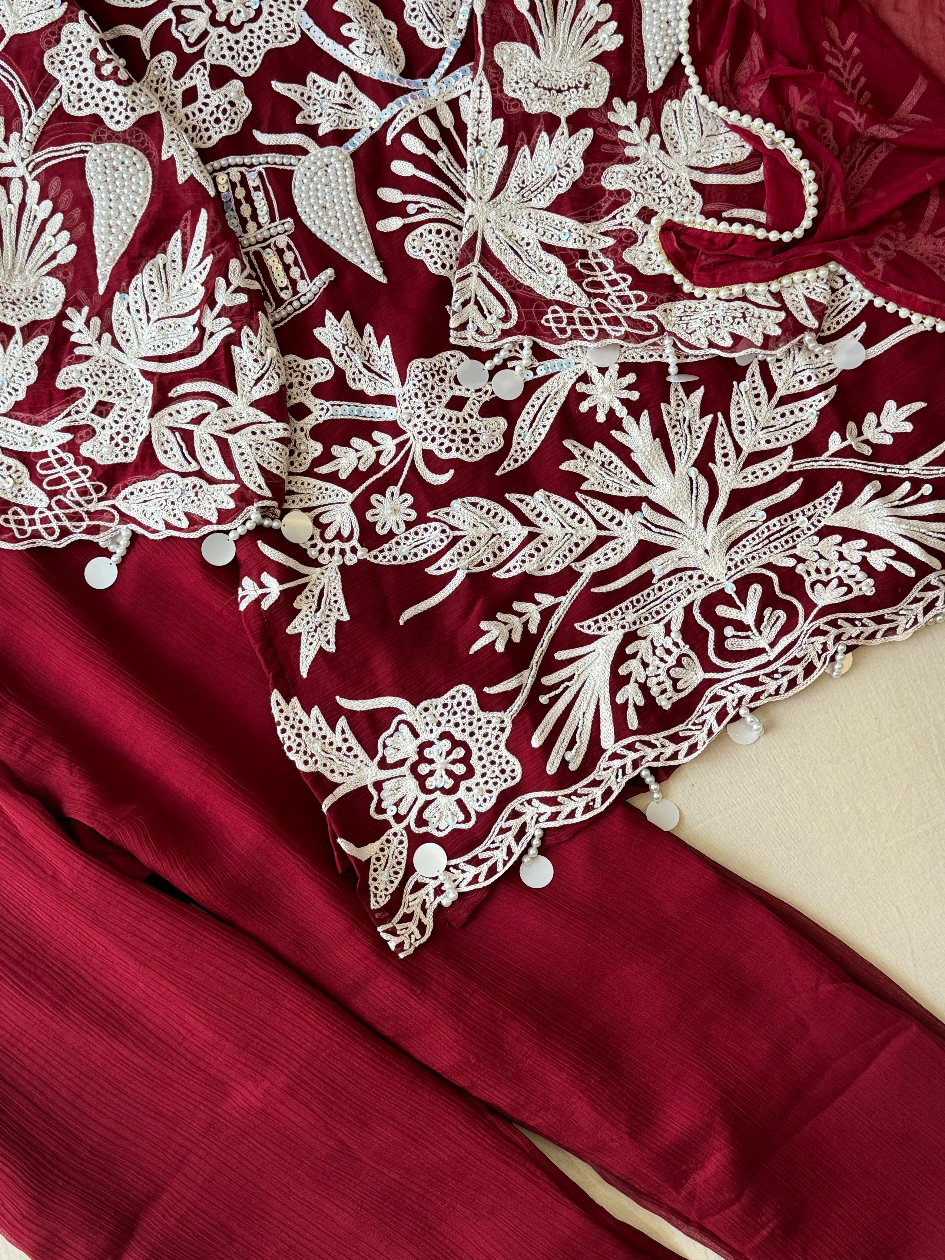 Party Wear Chiffon Georgette Suit Set-Colour Options - Pehnava Lawns