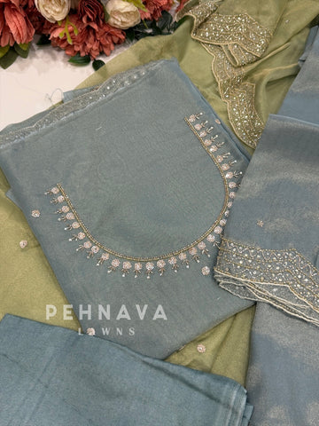 Tissue Handworked Unstitched Suit-302