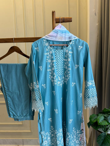 New Stitched Embellished Floral Suit-5