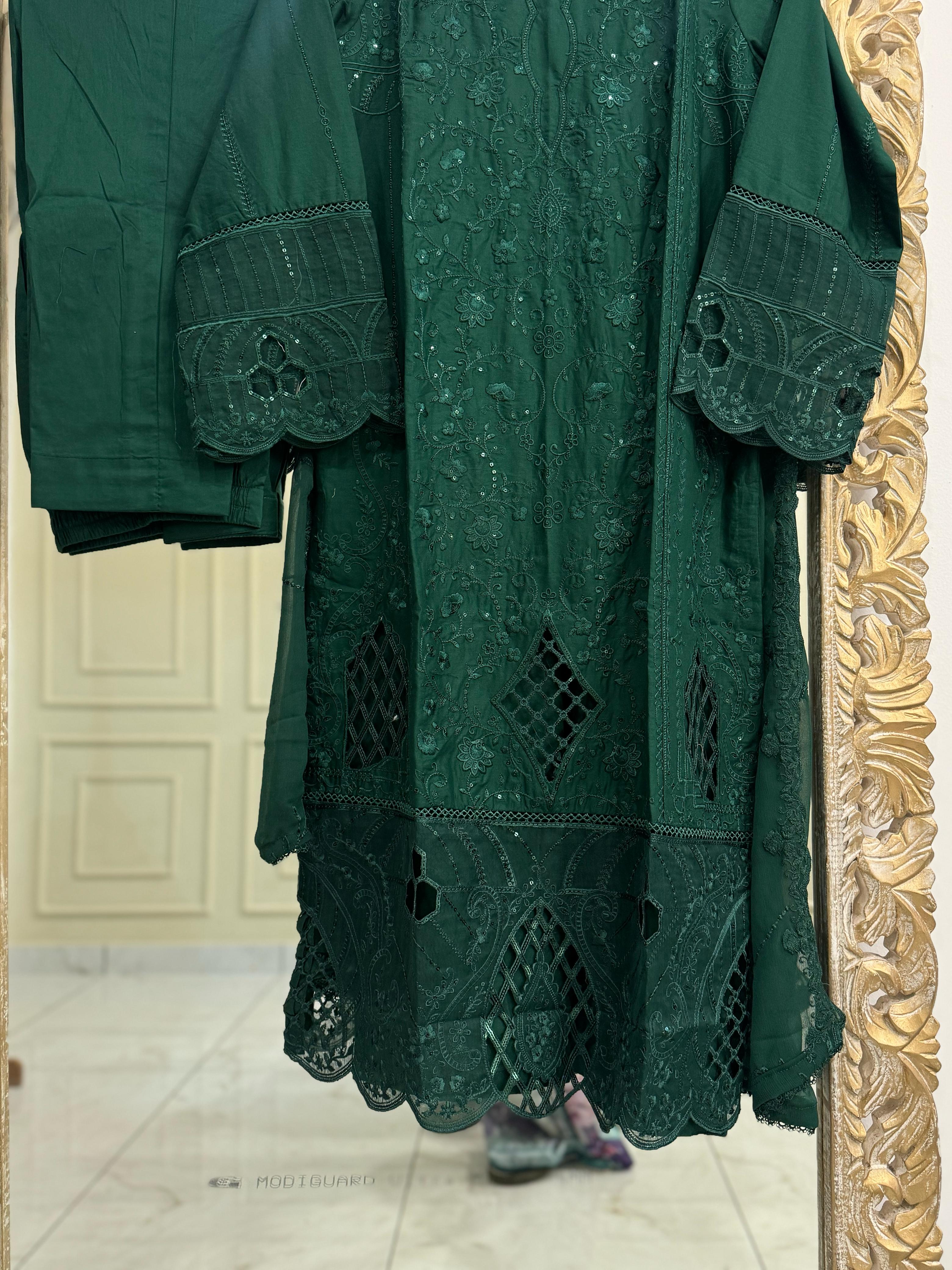 Pure Lawn Embroidery Suit-D11