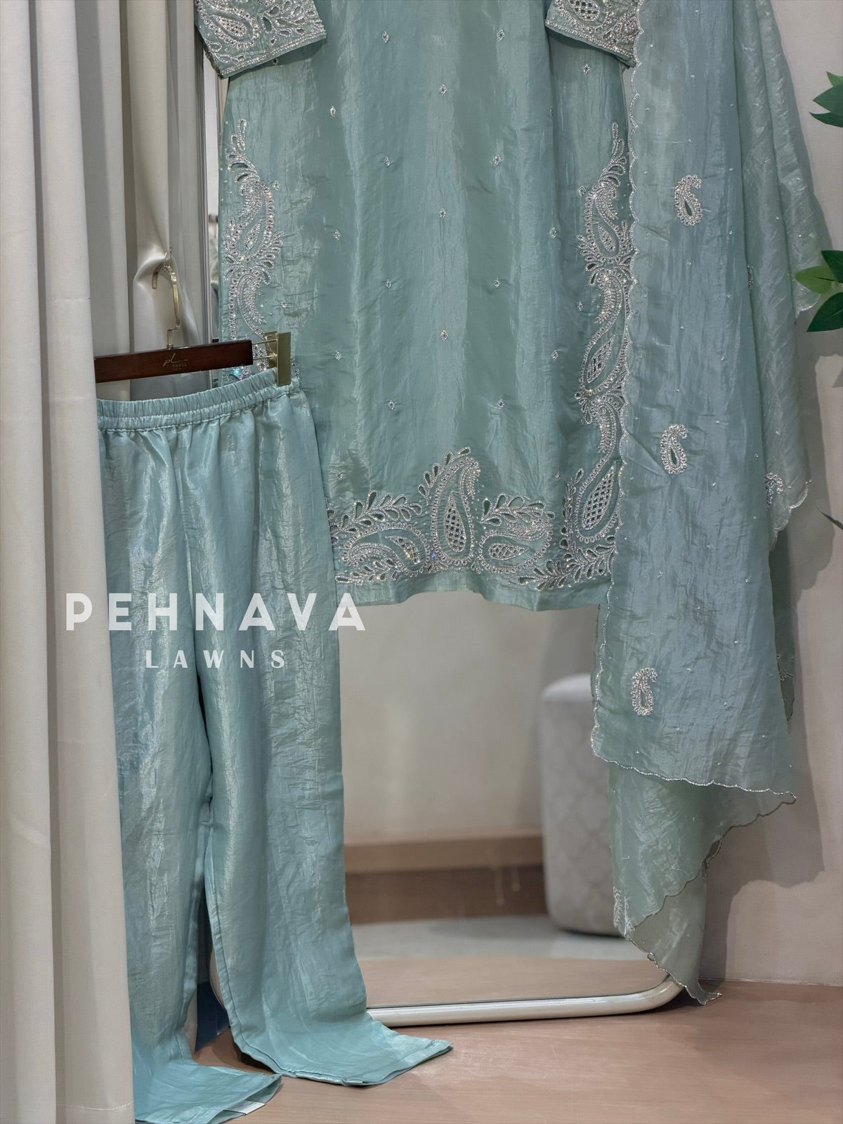 Crinkle Tissue Organza Three Piece Suit
