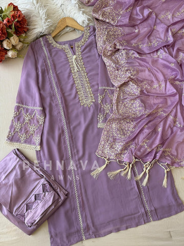 Embroidered Chiffon Suit Set
