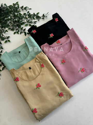 Embroidered Glass Chanderi Three-Piece Set RR113 - Pehnava Lawns