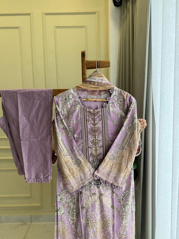 New Stitched Embellished Floral Suit-1