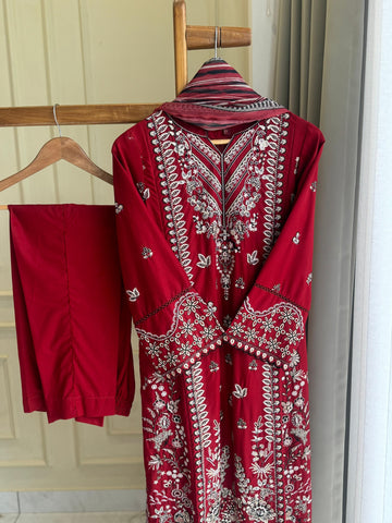 Binsaeed Pakistani Embroidered lawn Suit-0853