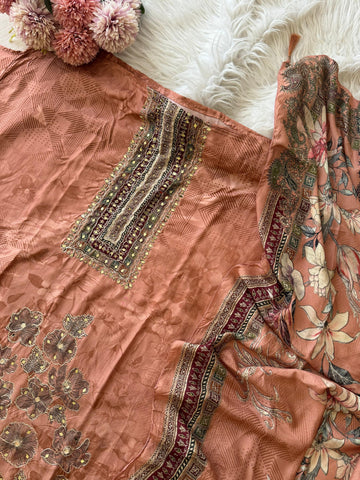 Premium Floral Designed Muslin Suit-297
