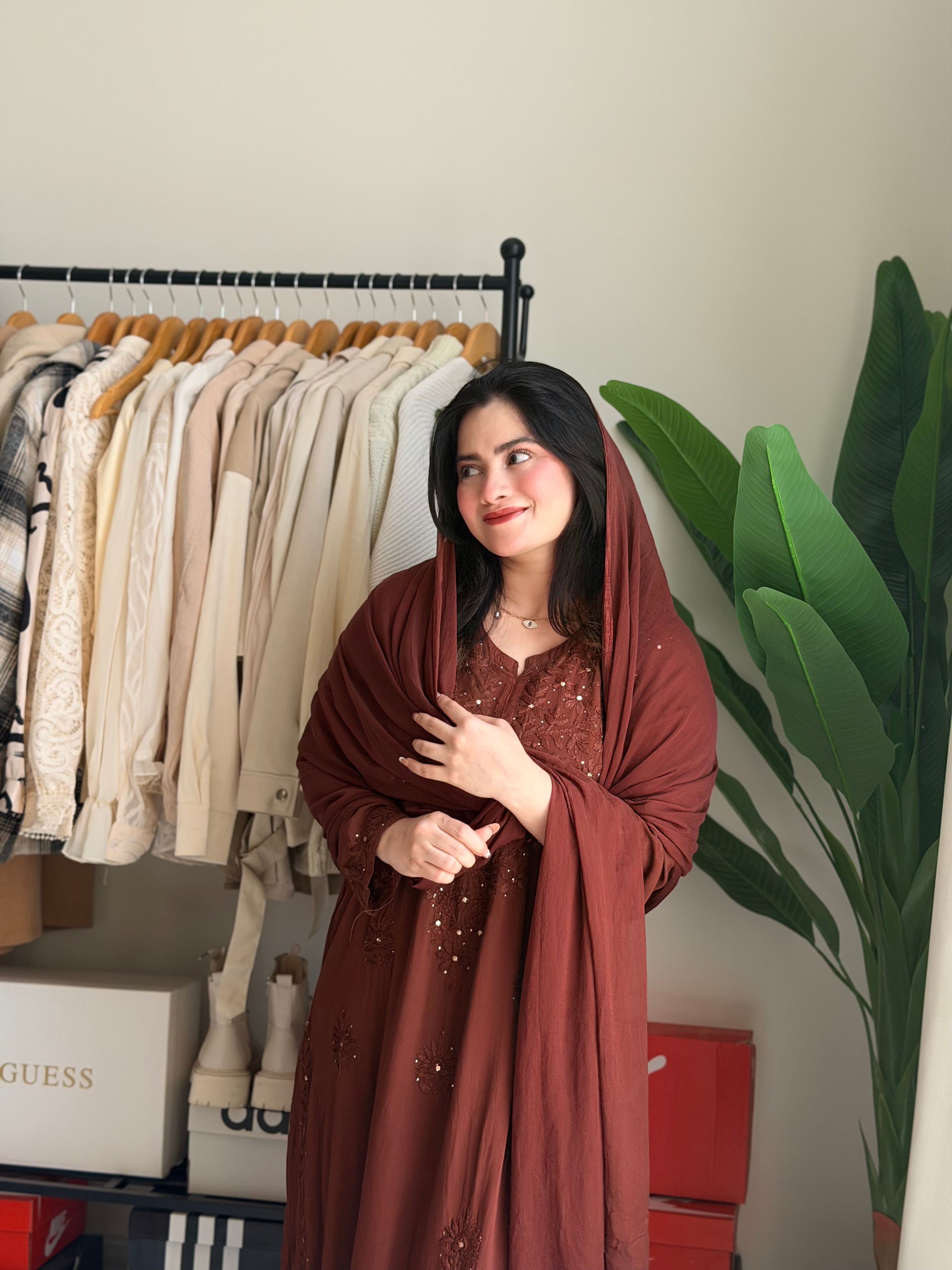 Mocha Brown Mukaish Set(Pre-Booking 6-8 Days Dispatching )