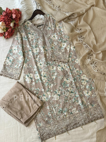 Classic Floral Embroidery Cotton Suit Set-1477