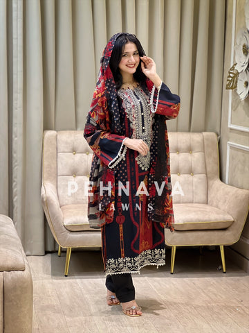 Black Printed Casual Suit