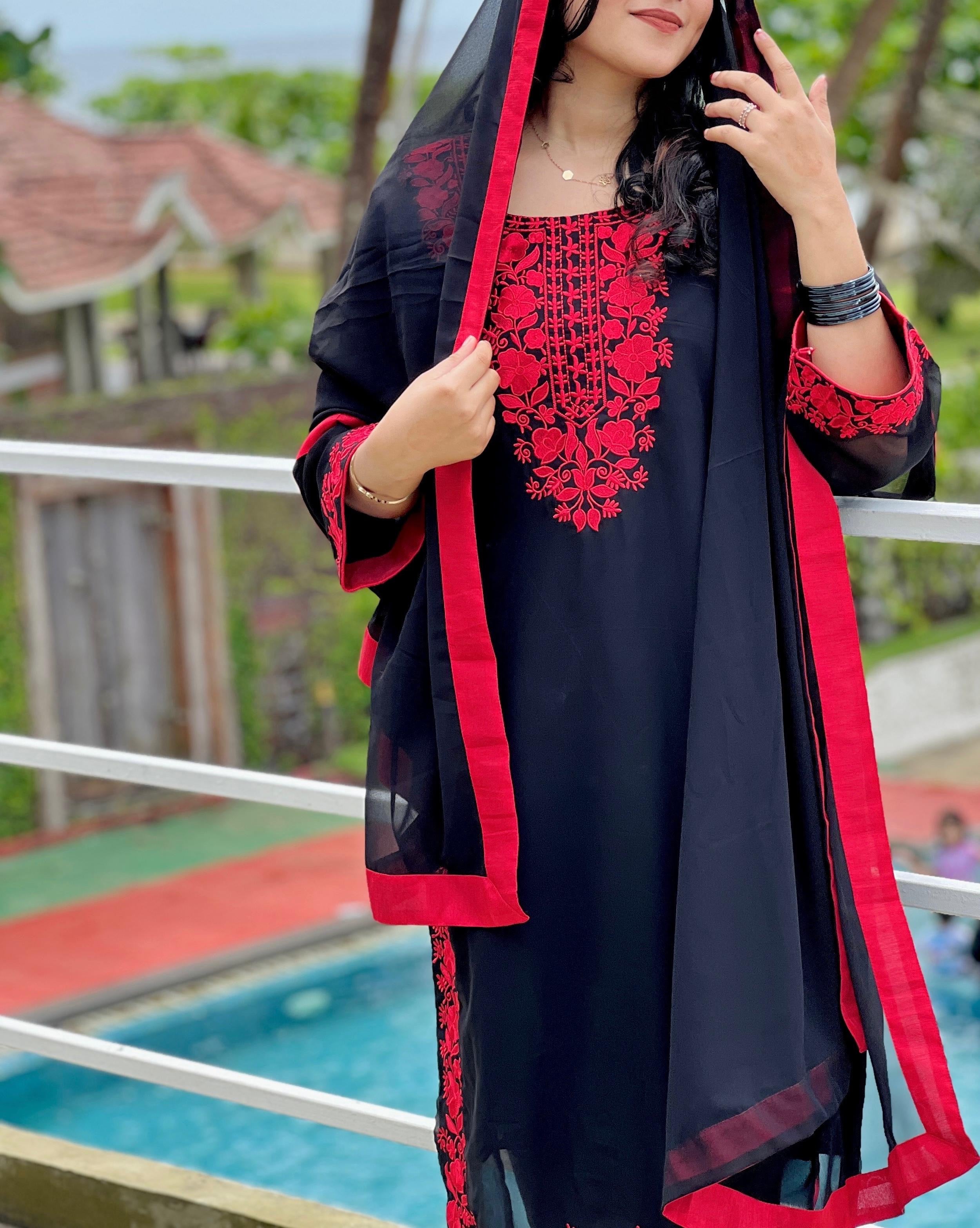 Georgette Black Party wear Dress