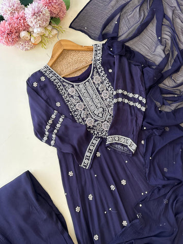 Heavy Handworked chinnon Anarkali Suit-vine