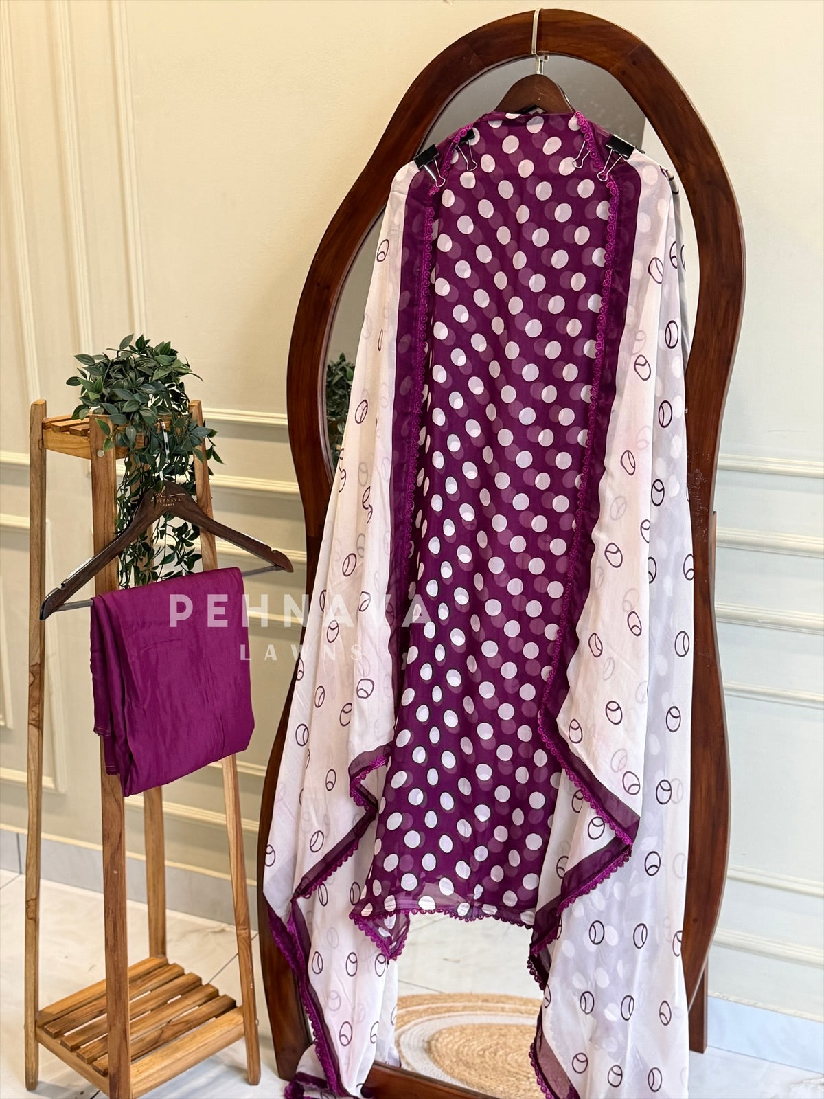Polka Dot Unstitched Suit-3584
