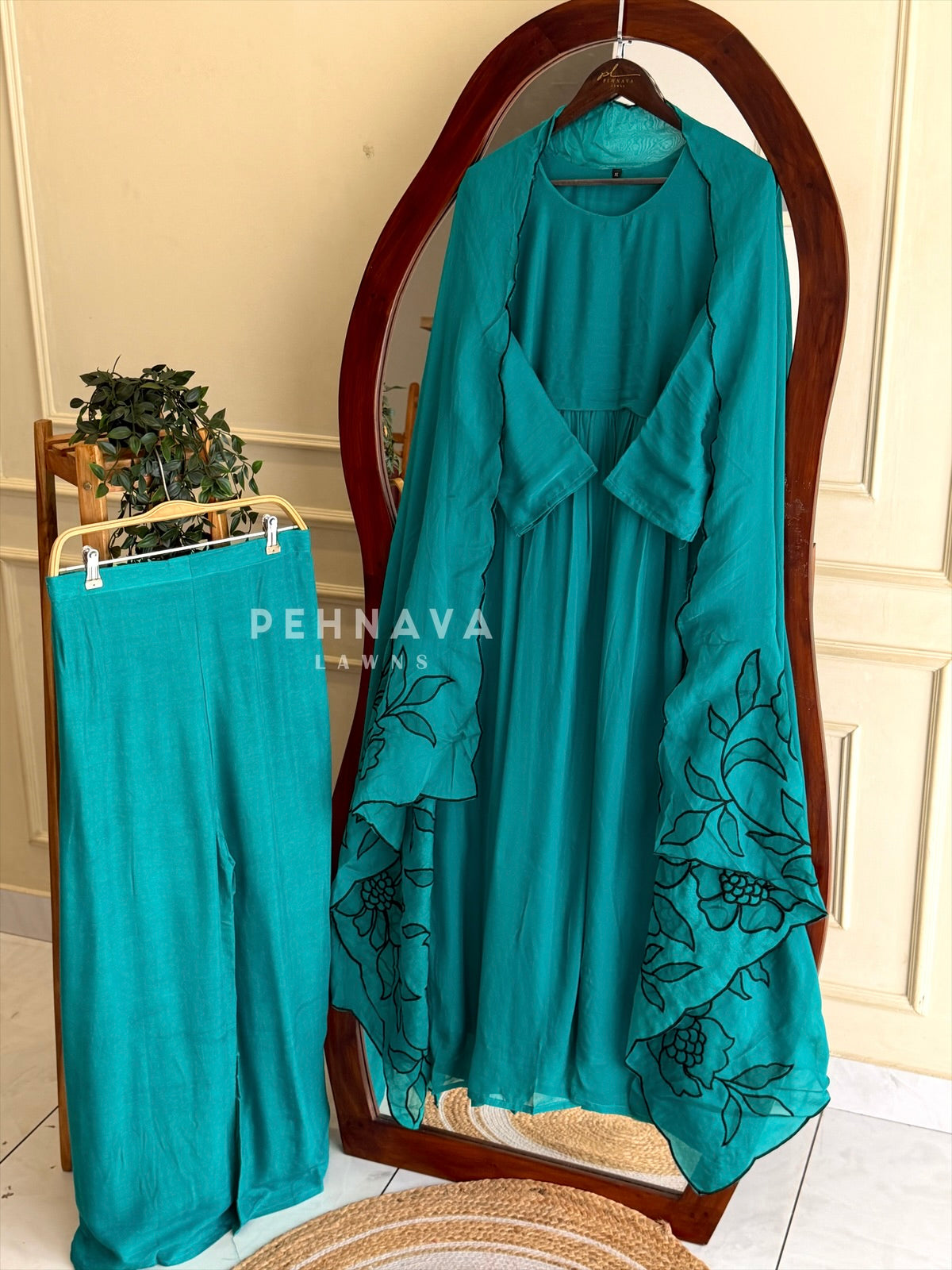 Embroidered Dupatta Suit Set