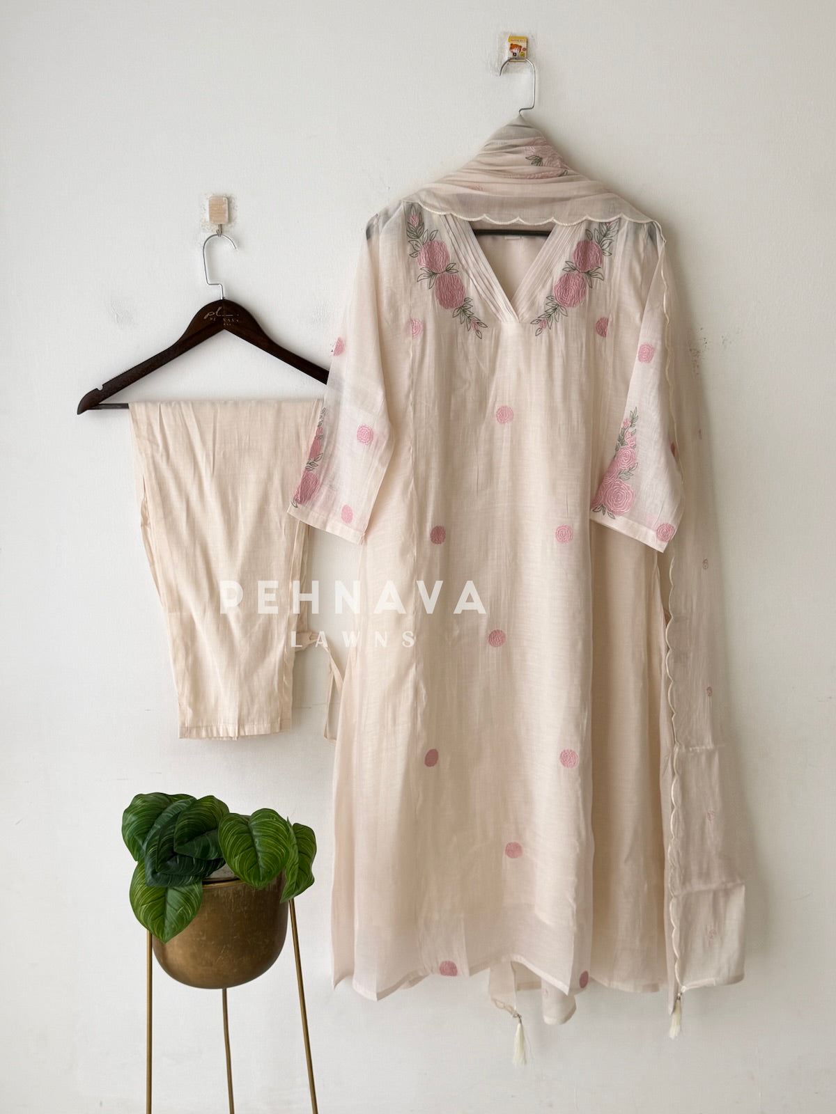 Floral Embroidered Three Piece Set