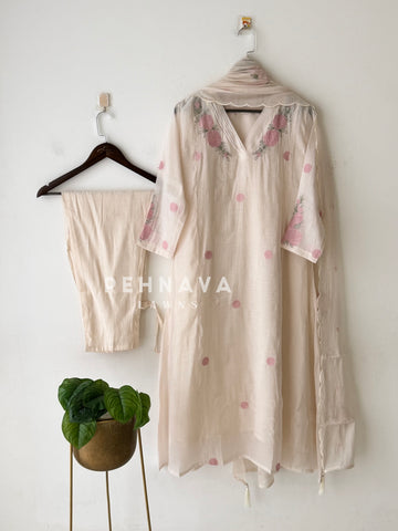 Floral Embroidered Three Piece Set