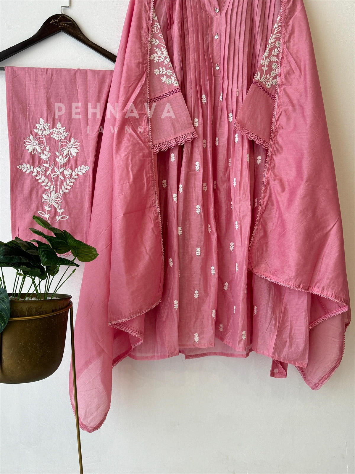 Pleated Yoke Embroidered Suit AS 30