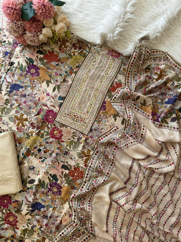 Floral Patterned Muslin Suit 234