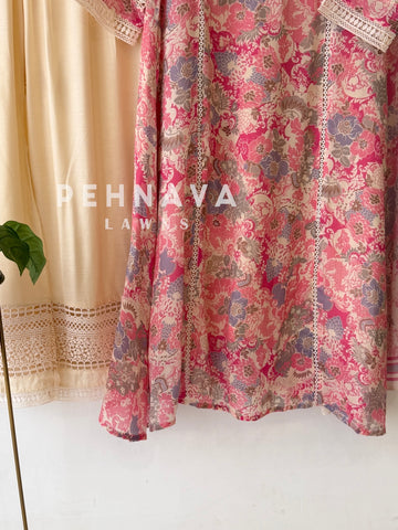 Floral Print Suit with Lace 4210