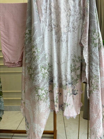 Embellished Floral Cotton Suit-4