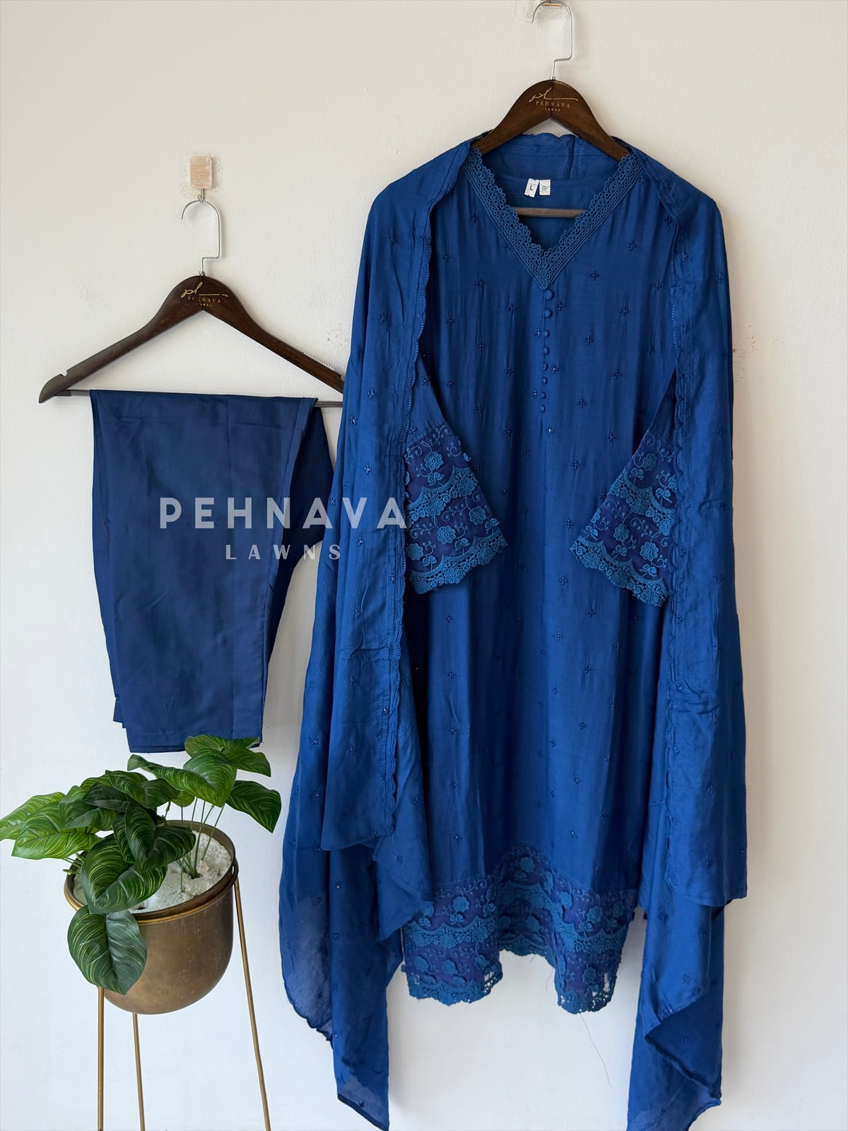 Lace‑Trimmed Embroidered Ensemble