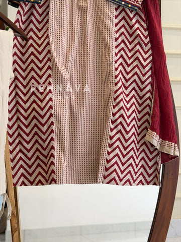 Neck Embellished Cotton Suit Set-13211
