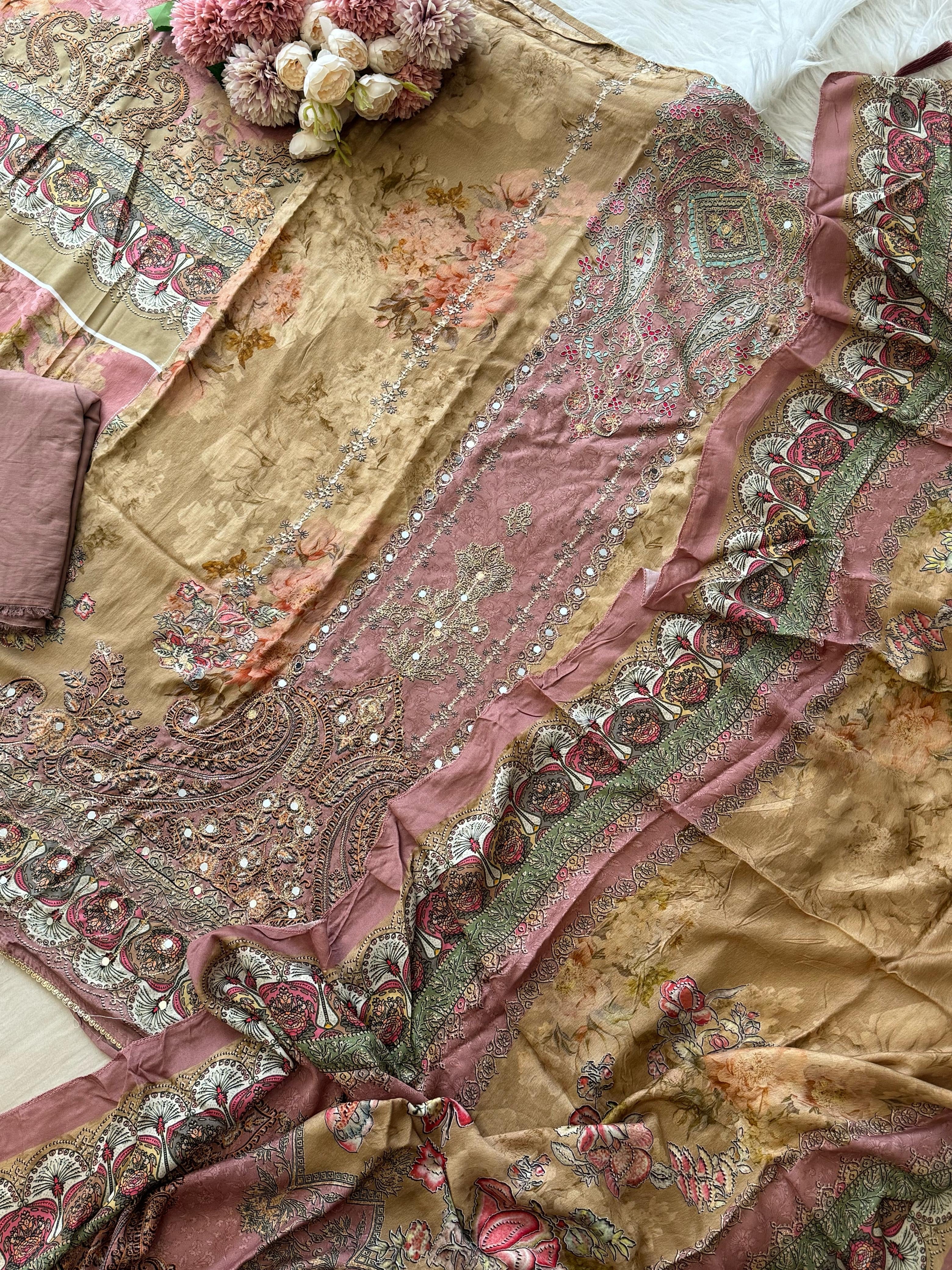 Dual Shade Muslin Suit-198