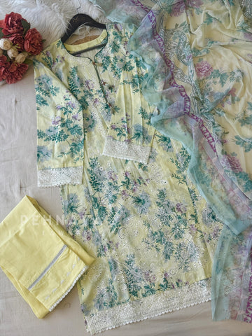 Unstitched  Lawn Suit-4002 - Pehnava Lawns