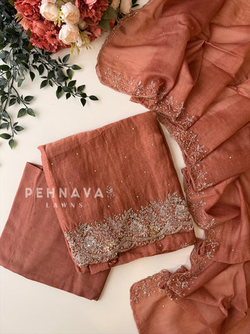 Chanderi Handworked Unstitched Suit-18566
