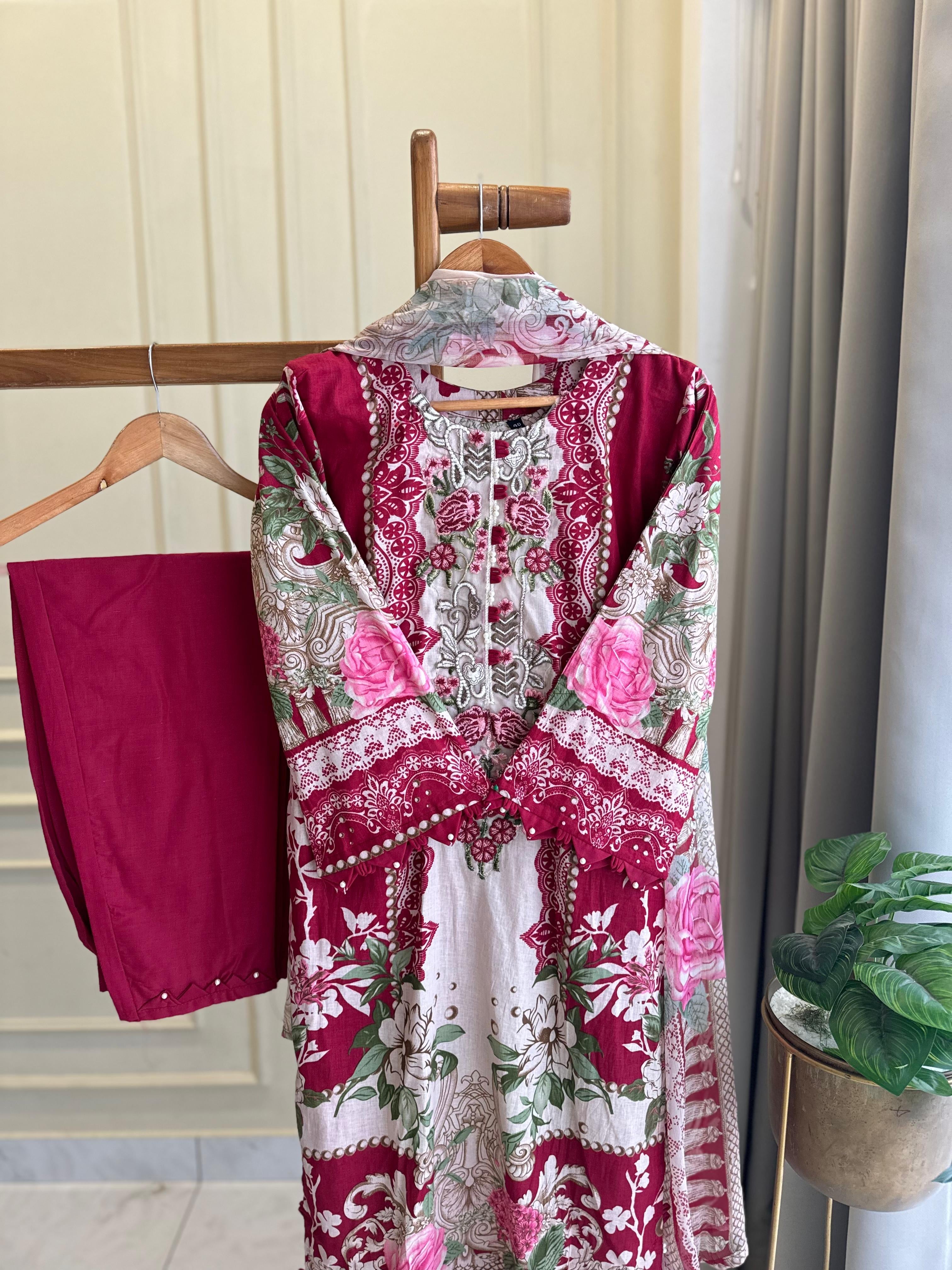 Pink Printed Modern Pakistani Suit-6