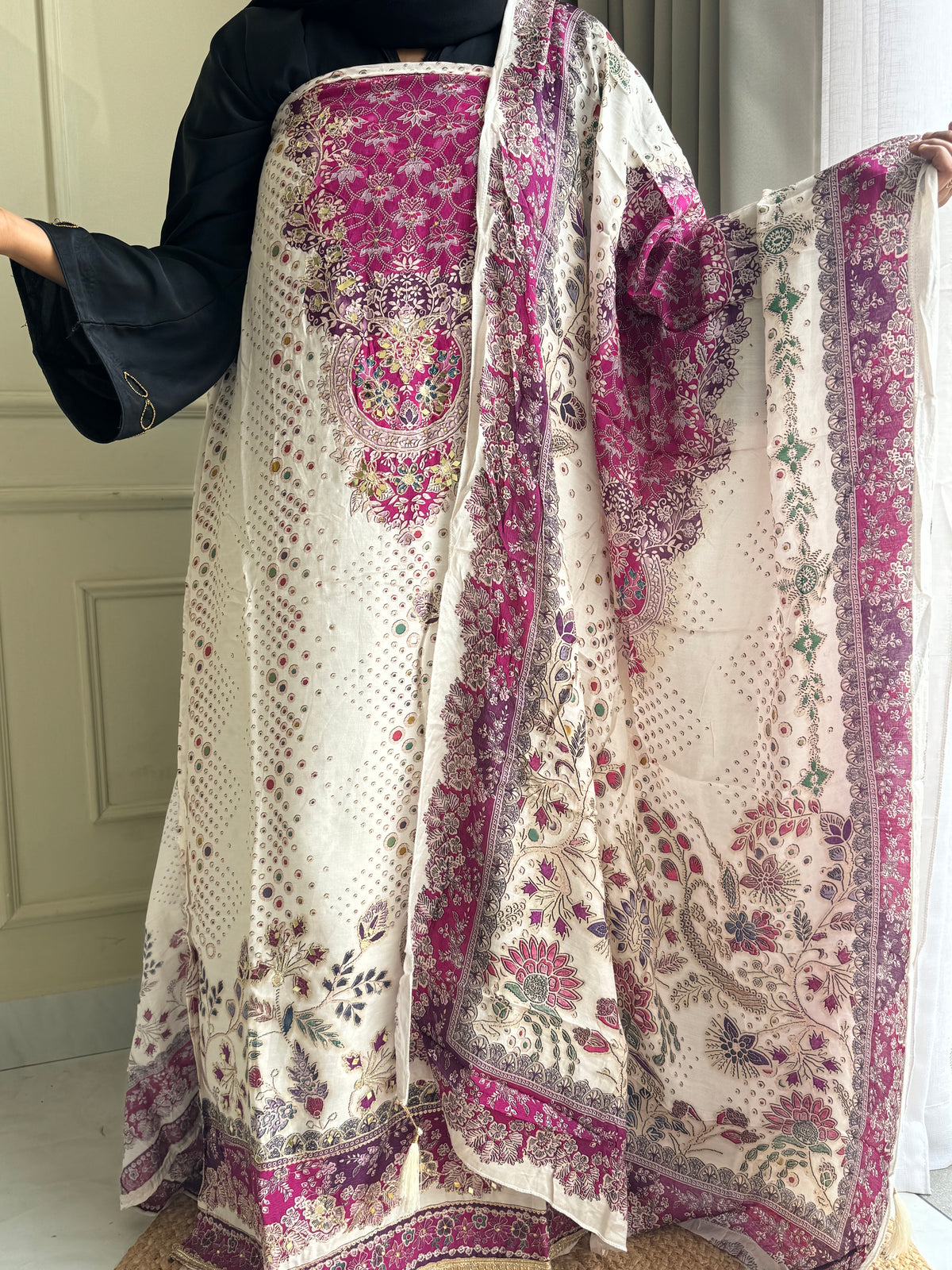 comfy Muslin Suit with aari work-154