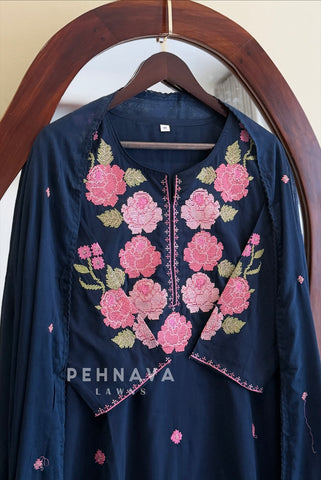 Floral Embroidered Cotton Suit