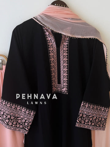 Border Embroidered Three Piece Set-420