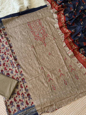 Fully embroidered Cotton suit Ft. Embroidered Dupatta-1264