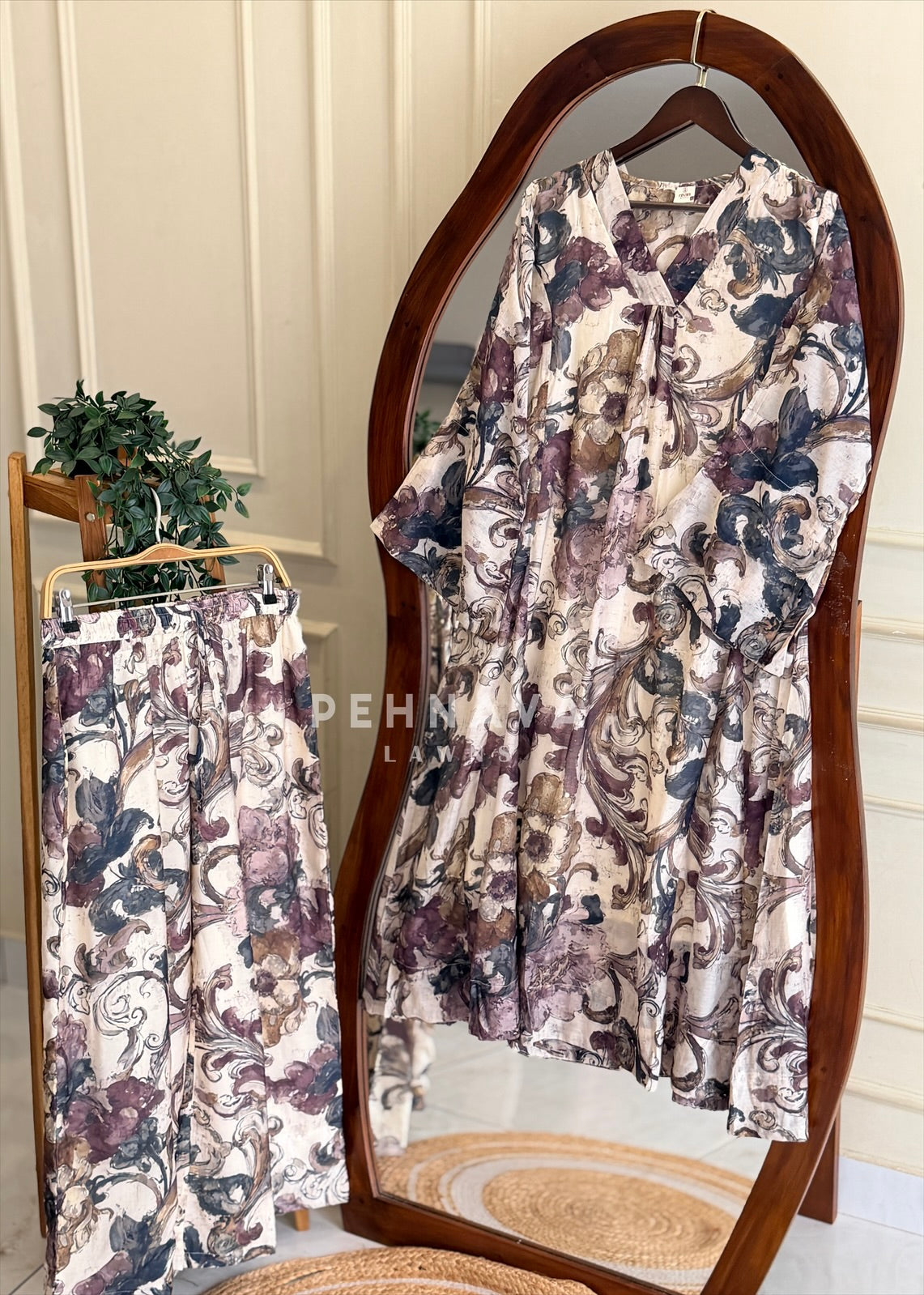 V-Neck Printed Co-ord Set