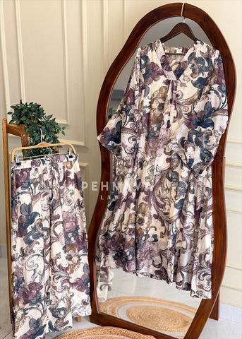 V-Neck Printed Co-ord Set